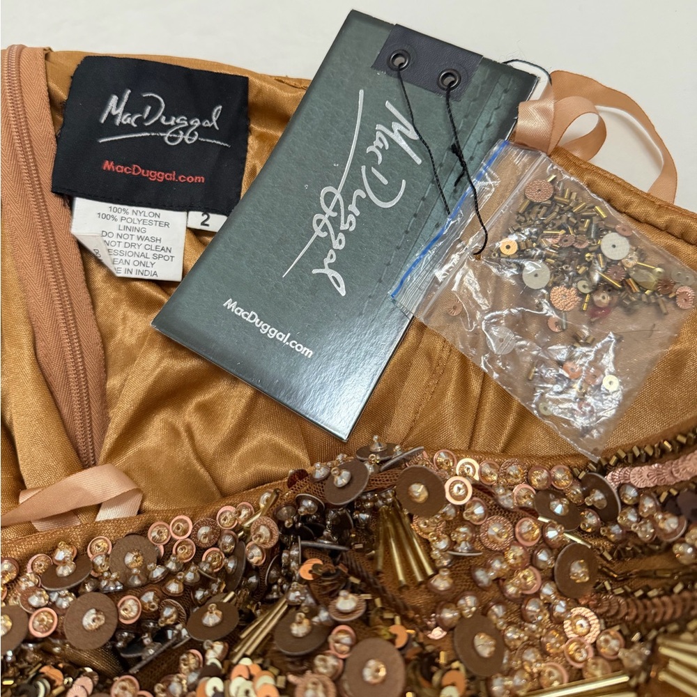Mac Duggal One-Shoulder Sequin Gown in Copper Brown - Picture 8 of 8